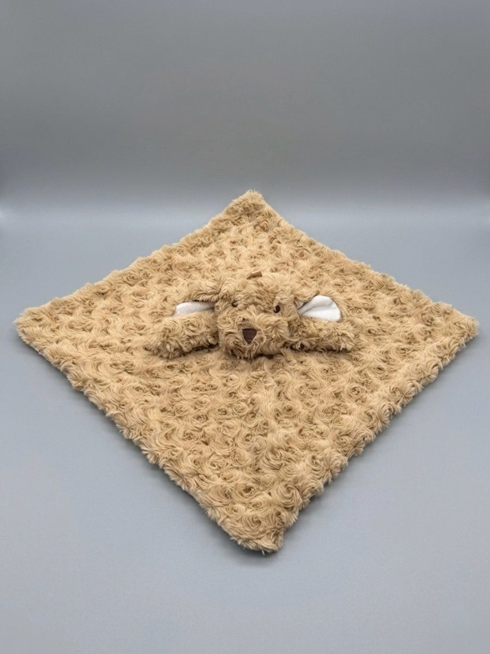 Oobles Tan Puppy Dog Security Blanket Lovey Swirl Faux Fur Rattle Plush 14"
